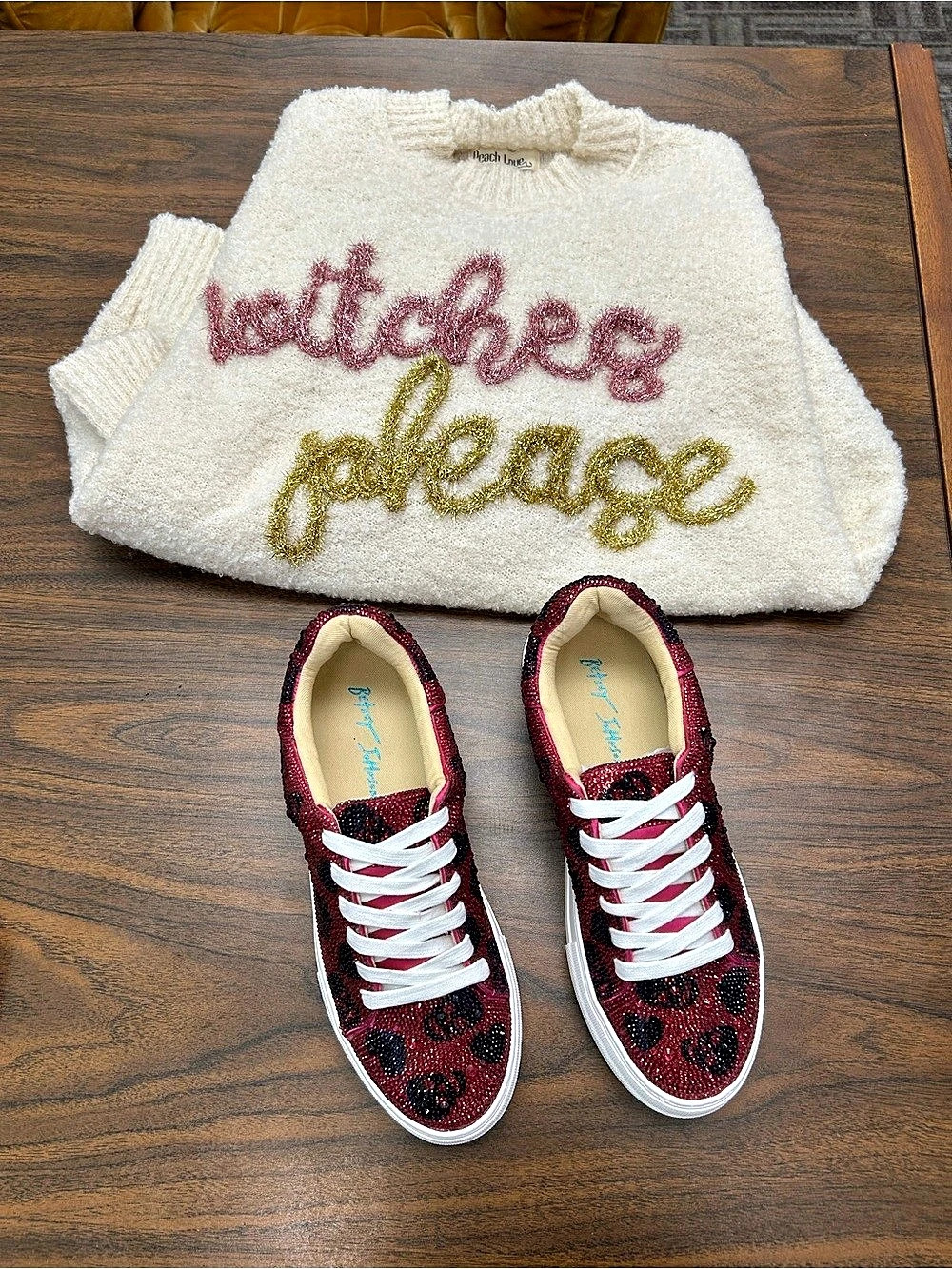 🎃HALLOWEEN BUNDLE🎃 Betsey Johnson Sidny Skullsneakers + “Witch Please” Sweater